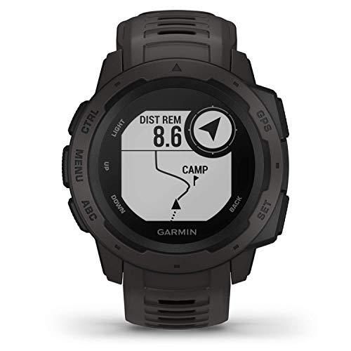 Garmin Instinct, Rugged Outdoor Watch with GPS, Features GLONASS and Galileo, Heart Rate Monitoring and 3-Axis Compass, Graphite