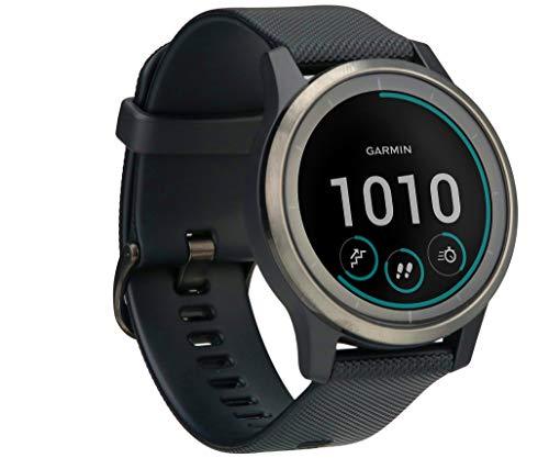 Garmin vivoactive 4, GPS Smartwatch, Features Music, Body Energy Monitoring, Animated Workouts, Pulse Ox Sensors and More, Silver with Gray Band Garmin