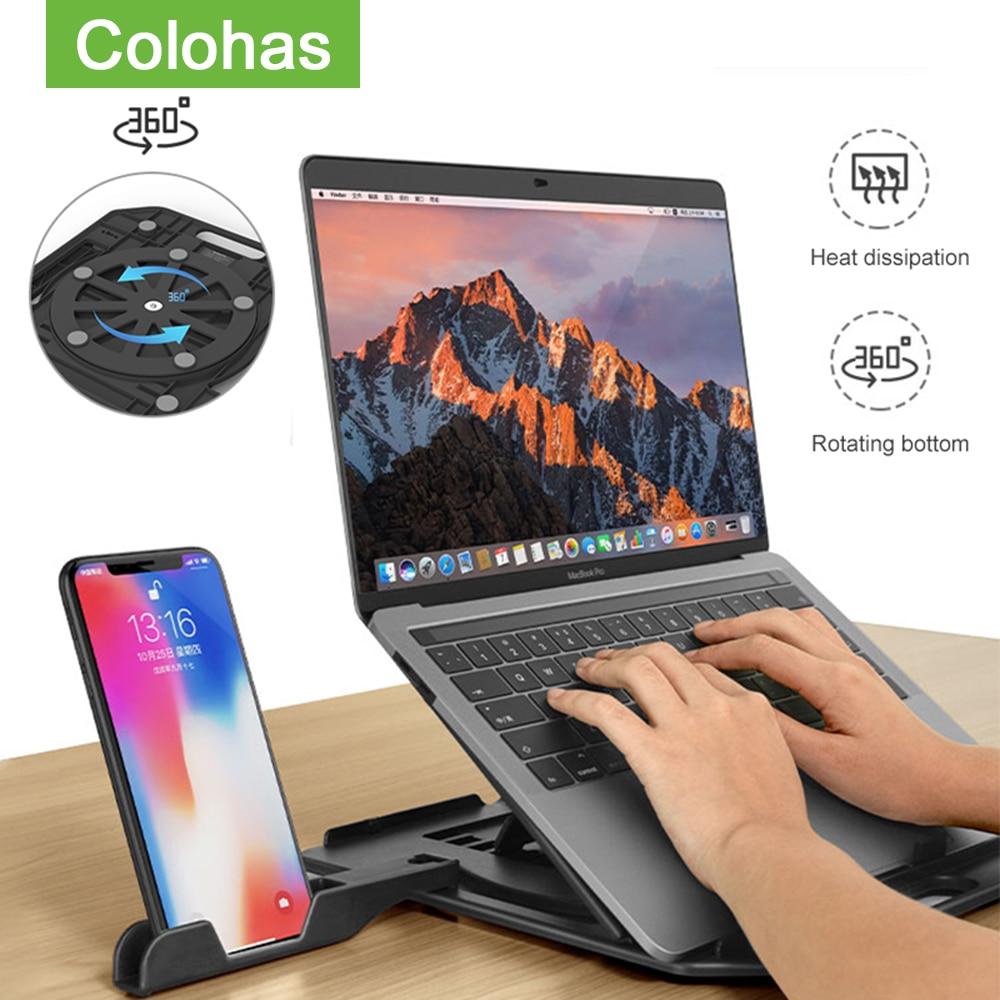 Height Adjustment Laptop Stand For Macbook Lenovo Computer 360 Degree Rotating Bottom Notebook Cooling Pad Bracket Phone Stand GreatEagleInc