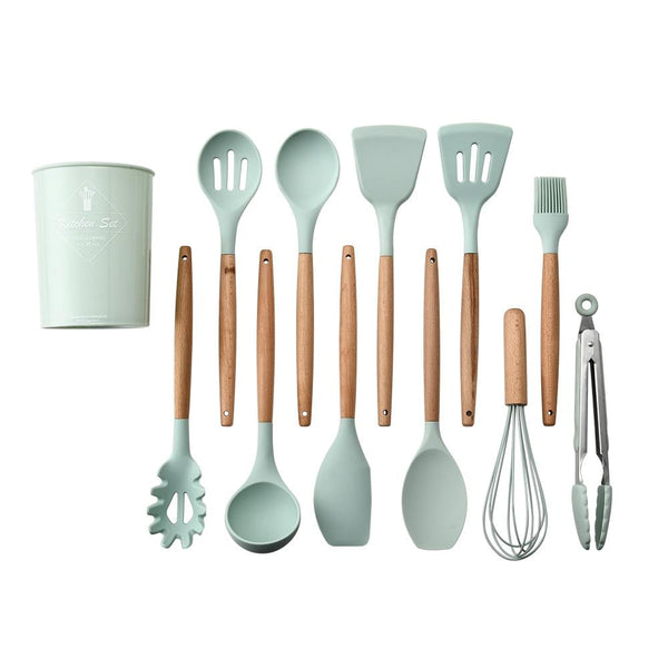 Household Silicone Wooden Cooking Utensil Kitchen Accessories Set GreatEagleInc
