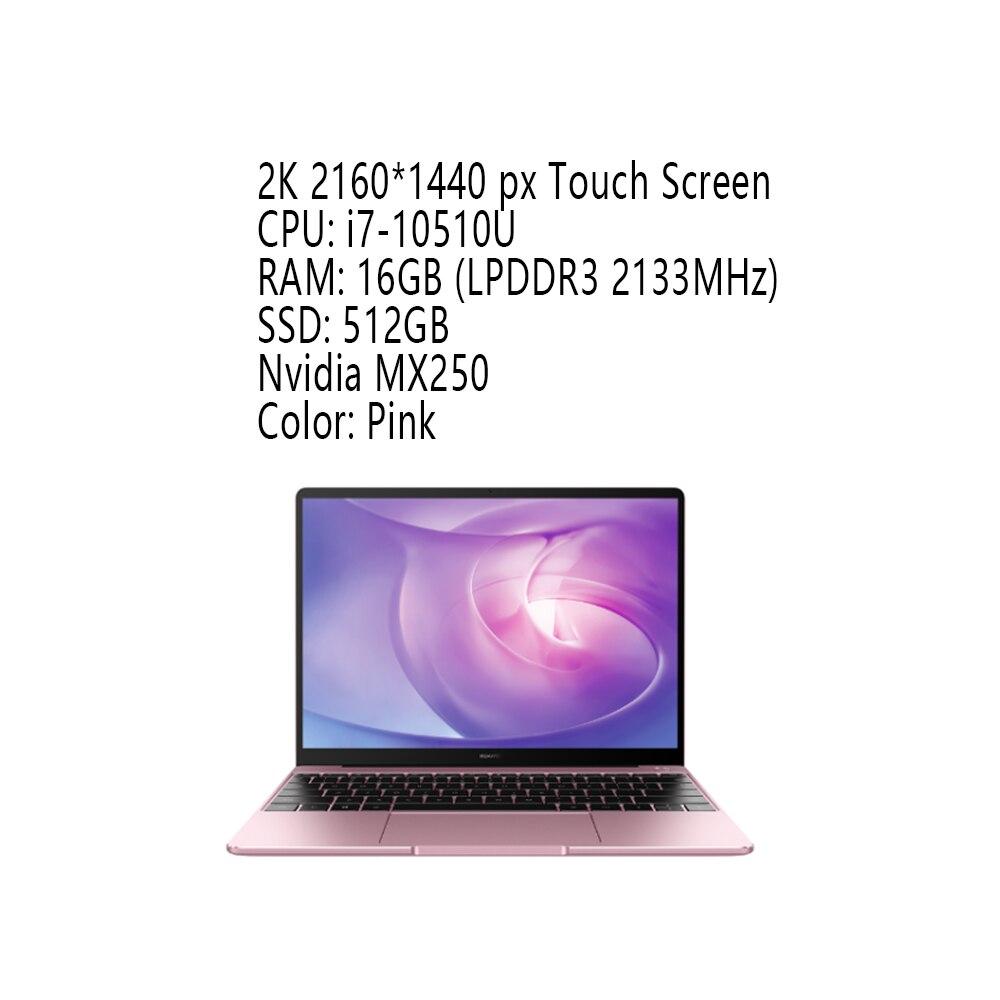HUAWEI MateBook 13 new 2020 Notebook PC With i7-10510U 16GB 512GB SSD MX250 2K Touch Screen Backlit Laptop GreatEagleInc