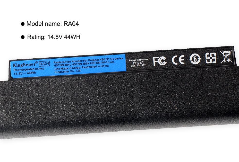 Kingsener 14.8V 44WH RA04 Laptop Battery for Hp Probook 430 G1 G2 HSTNN-C84C HSTNN-IB4L HSTNN-IB5X H6L28ET H6L28AA HSTNN-W01C GreatEagleInc