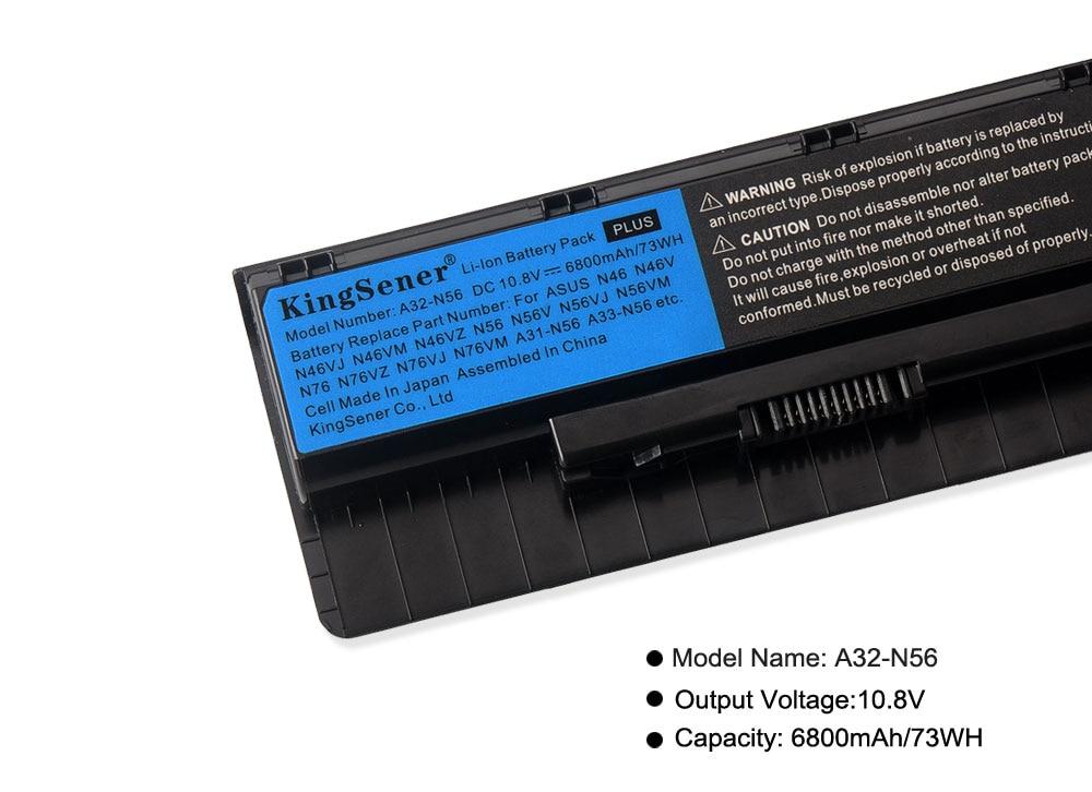 Kingsener A32-N56 Laptop Battery for ASUS N46 N46V N46VJ N46VM N46VZ N56 N56V N56VJ N56VM N76 N76VZ A31-N56 A33-N56 GreatEagleInc