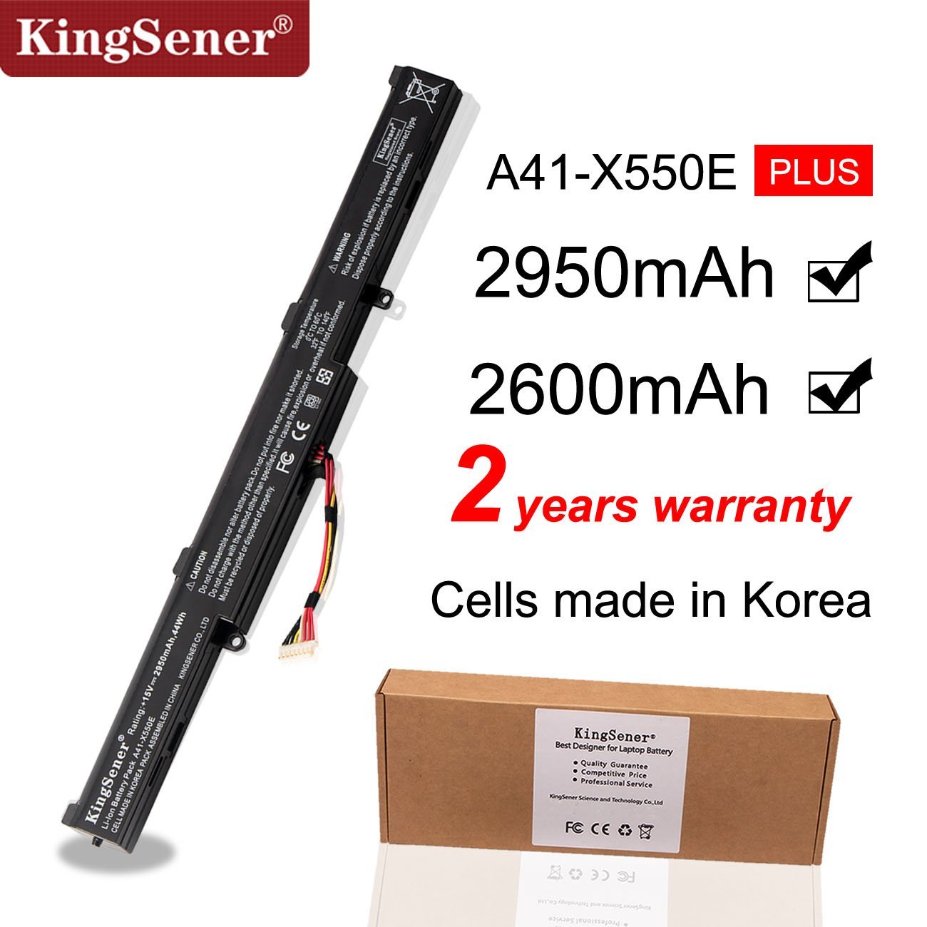 KingSener A41-X550E Laptop Battery for ASUS K550D K550DP D451V X550DP X550D F550D R752LJ R752LD R752LB R752M R752L R751J P750L GreatEagleInc