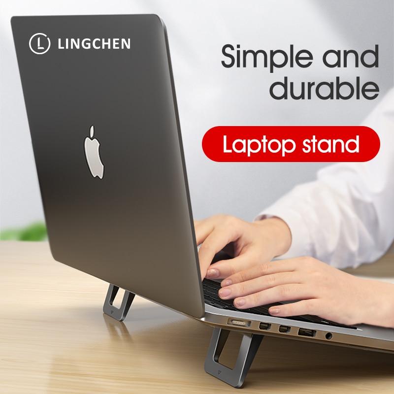 LINGCHEN Laptop Stand for MacBook Pro Universal Desktop Laptop Holder Mini Portable Cooling Pad Notebook Stand for Macbook Air (Black) GreatEagleInc