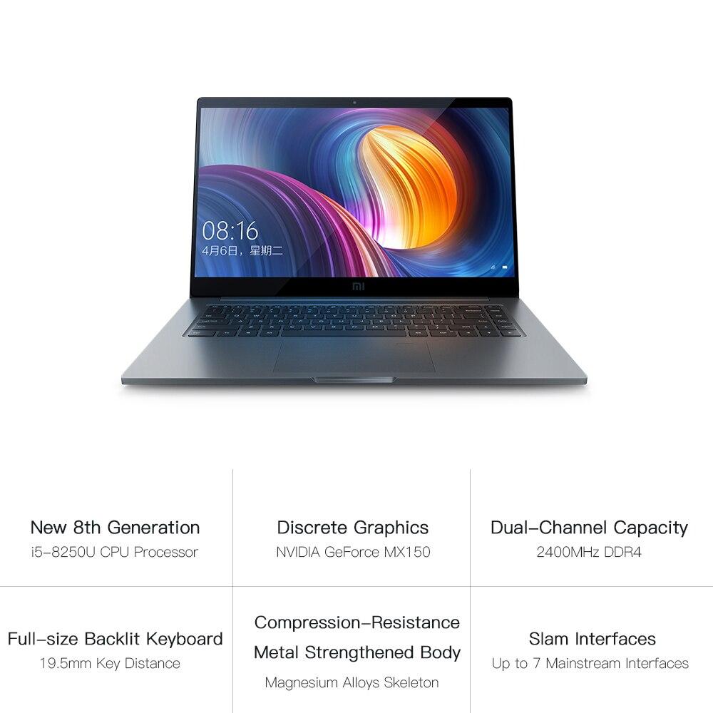 Original Xiaomi Notebook Pro 15.6'' Intel Core i5 8GB i7 16GB Laptop MX250 2GB GDDR5 Fingerprint Recognition 256G/512G Computer GreatEagleInc