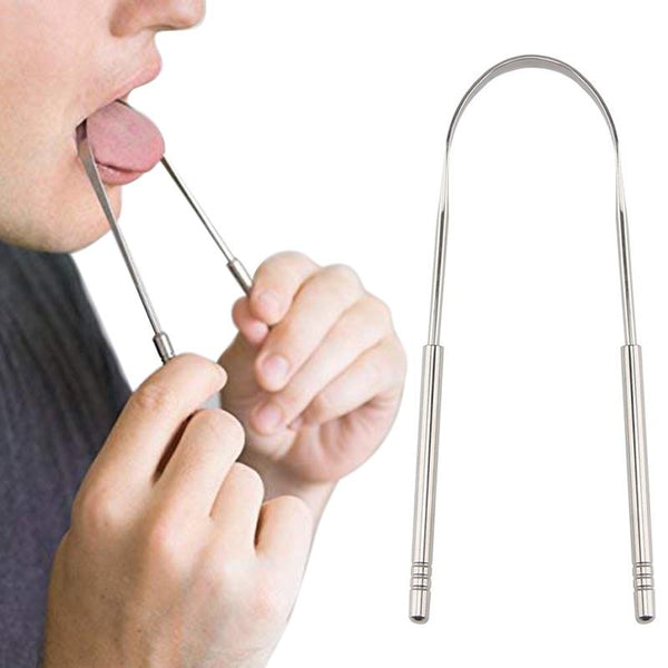 Tongue Scraper Stainless Steel Oral Tongue Cleaner Brush Fresh Breath Cleaning Coated Tongue Toothbrush Oral Hygiene Care Tools GreatEagleInc