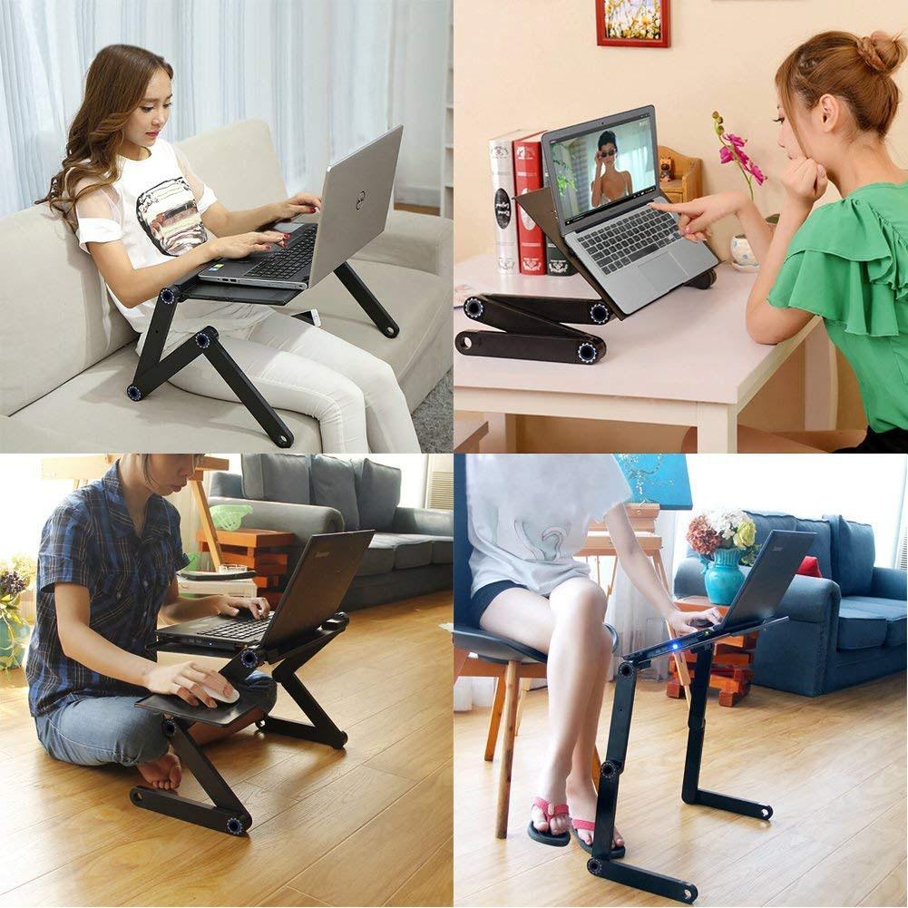 Two Fan Laptop Desks Portable Adjustable Foldable Laptop Notebook Lap PC Folding Desk Table Vented Stand Bed Tray GreatEagleInc