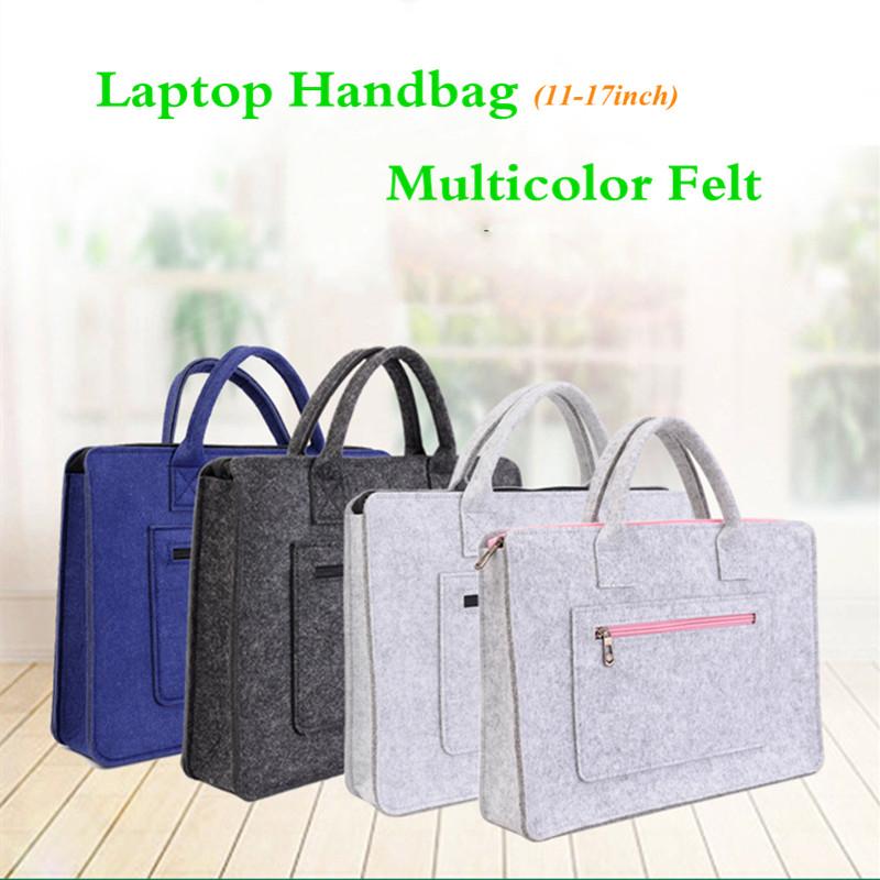 Wool felt Handle laptop bag 12"13"14"15.6"17" inch for macbook pro dell acer Notebook fashion solid sleeve Computer accessories GreatEagleInc