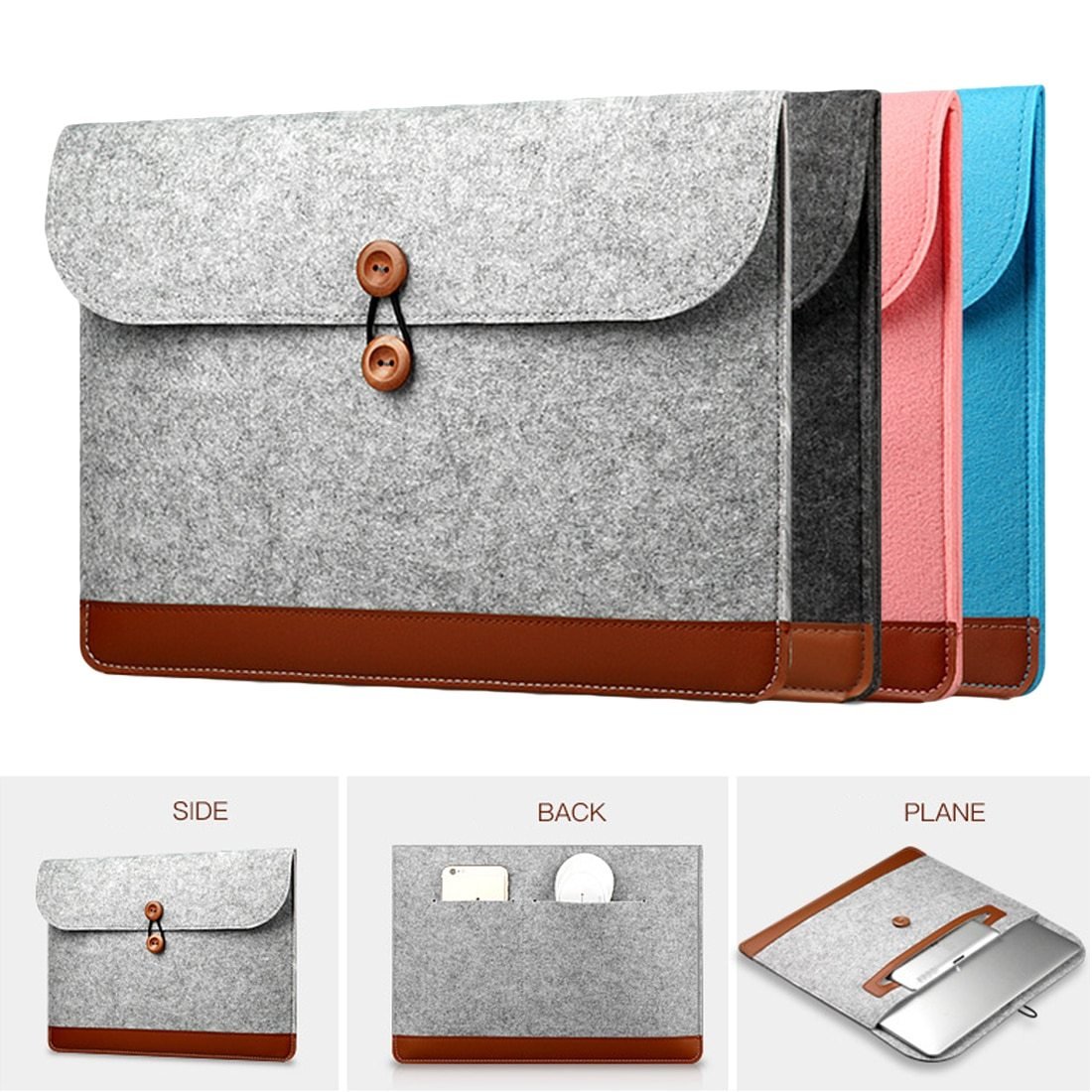 Wool Felt Laptop Sleeve Bag For Macbook Air Pro Retina 11 12 13 15 Inch Notebook String Handbag Cover Case for Macbook Touch Bar GreatEagleInc