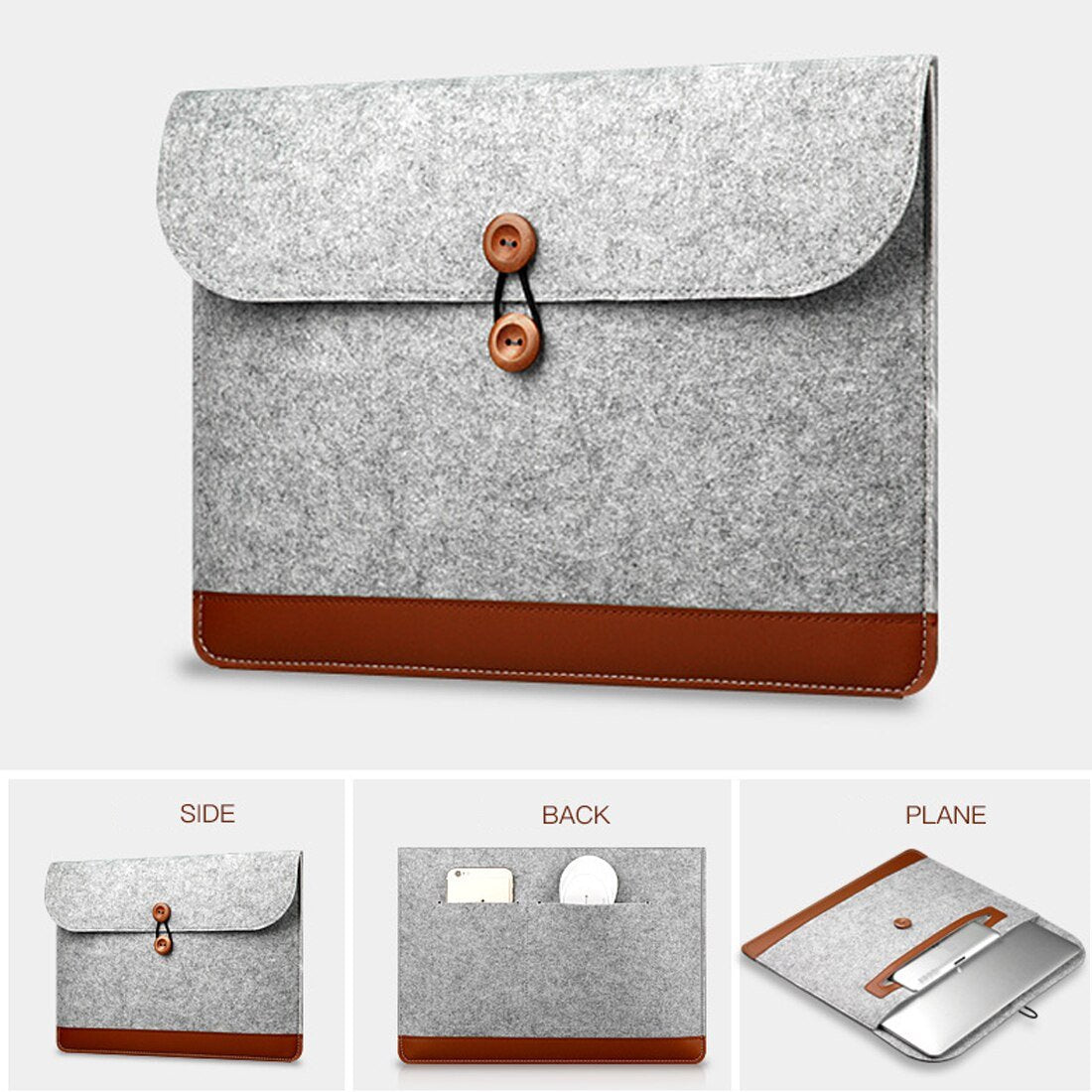 Wool Felt Laptop Sleeve Bag For Macbook Air Pro Retina 11 12 13 15 Inch Notebook String Handbag Cover Case for Macbook Touch Bar GreatEagleInc